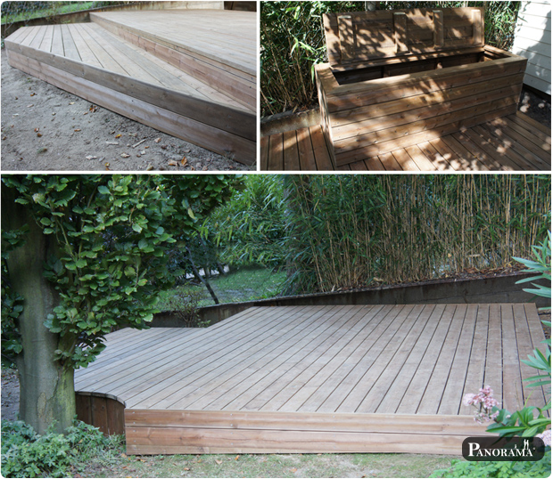 terrasse bois pin jardin escalier