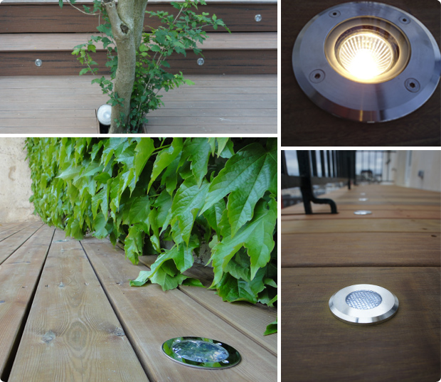 spot - LED - éléctrique - solaire - spot encastré - terrasse bois