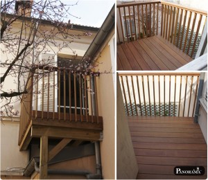 terrasse en bois sur poteaux pilotis autoportée exotqiue Ipé Mesnil le roi 78 yvelines