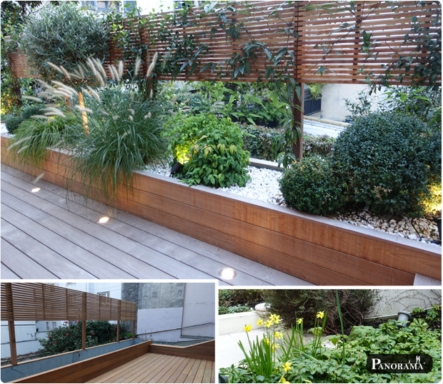 brise-vue balcon naturel en graminées ornementales en bacs de bois  #terrasse #balcon #paysagiste