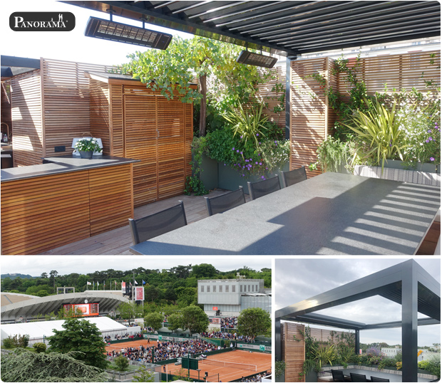 terrasse bois ipe pergola bioclimatique santillane design panorama terrasse roland garros rooftop jacuzzi cabane