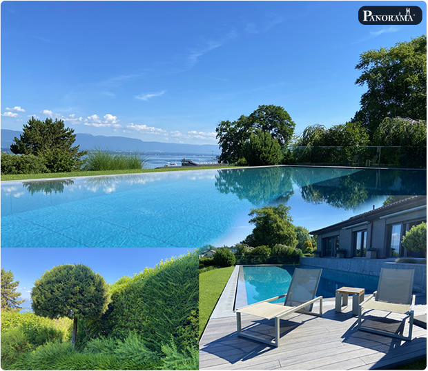 terrasse piscine haut de gamme geneve suisse bois composite lac leman cologny panorama terrasses