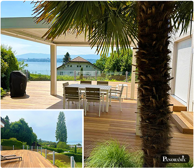maison vue lac leman geneve terrasse autoportee en ipe luxe panorama terrasse