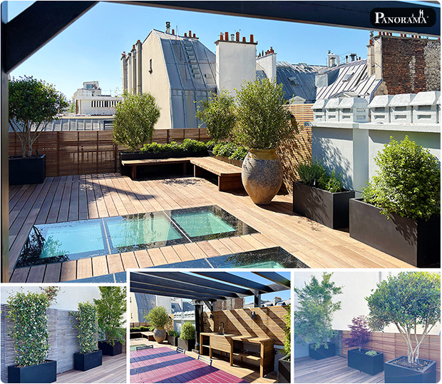 terrasse bois exotique pilotis itauba luxe paris 10ème Grand Rex panorama rooftop